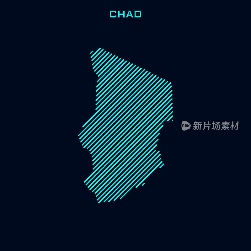 Striped Map of Chad Vector Stock Illustration Design Template.